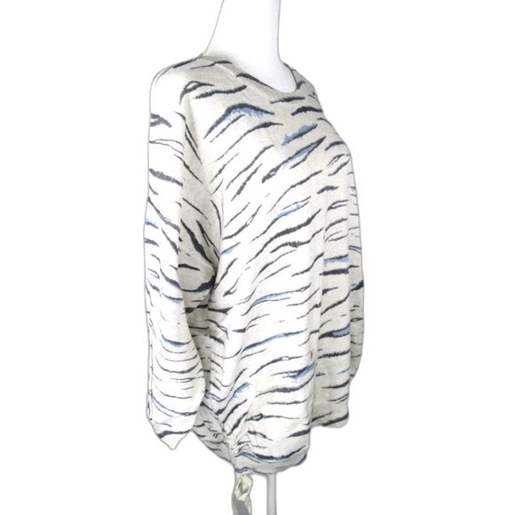 Democracy Jersey Knit Sweater Gray Tiger Tie Sides Pockets Cotton 2X (B9-129) - Picture 3 of 12